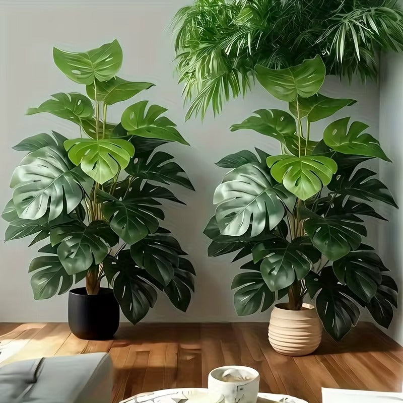 Artificial Monstera Palm Tree Realistic Plastic Green Plant - 1PC