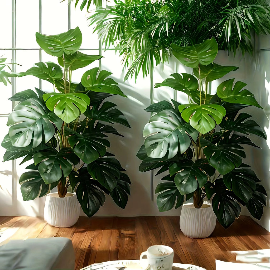 Artificial Monstera Palm Tree Realistic Plastic Green Plant - 1PC