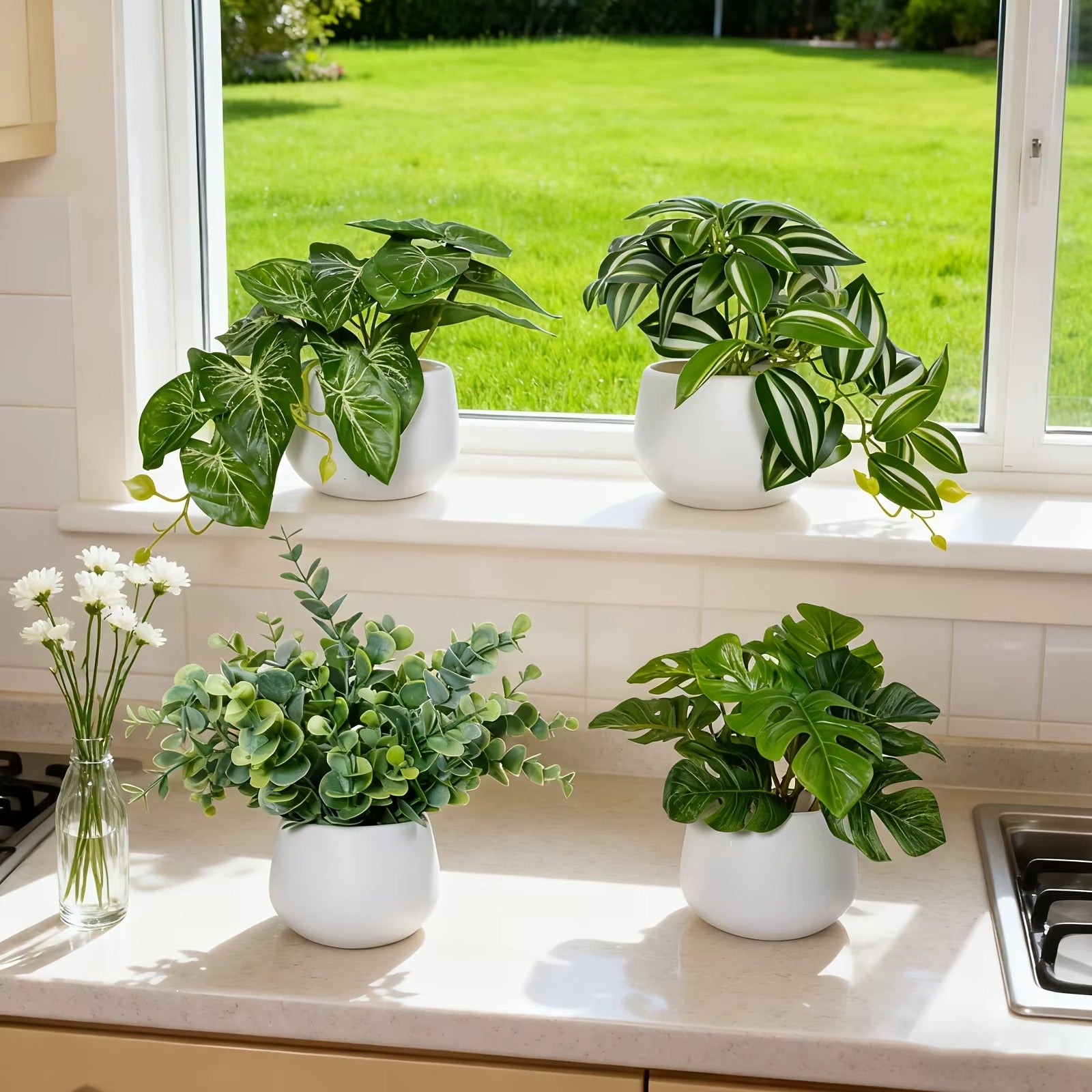 Simulated Green Potted Plants - 4PC