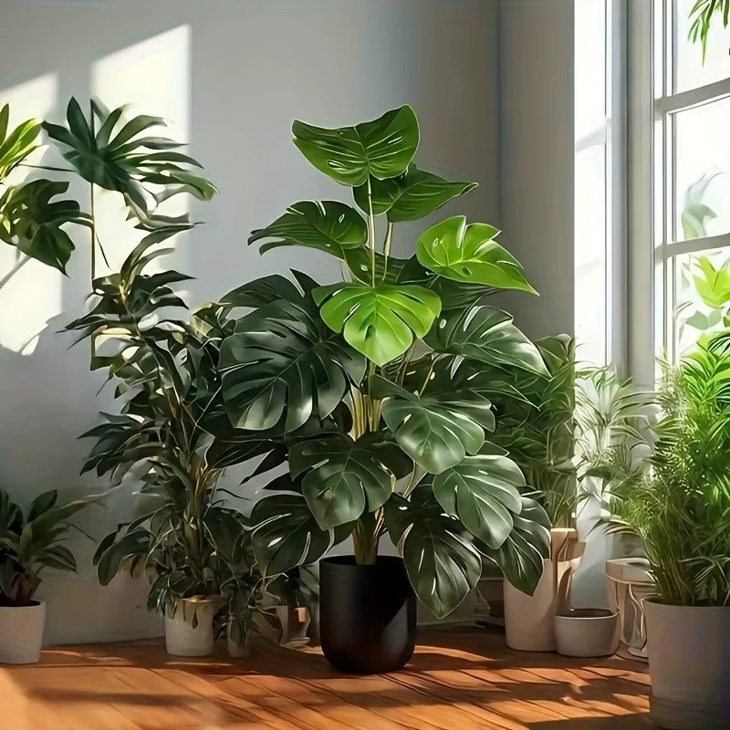 Artificial Monstera Palm Tree Realistic Plastic Green Plant - 1PC