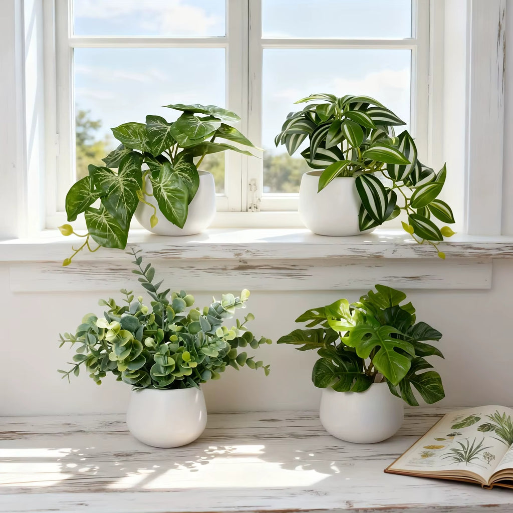 Simulated Green Potted Plants - 4PC